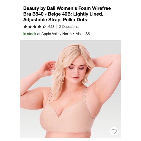 Bali Other - Beauty By Bali Women’s  Foam Wirefree Beige 40B Lightly Lined  Adjustable Strap